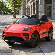 Детский электромобиль M 6314EBLR-3 Porsche красный с кожаным сиденьем купить