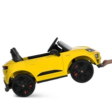 Детский электромобиль M 6314EBLR-6 Porsche желтый с кожаным сиденьем фото 54