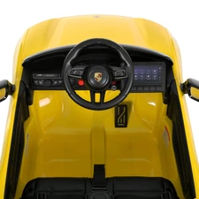 Детский электромобиль M 6314EBLR-6 Porsche желтый с кожаным сиденьем фото 86