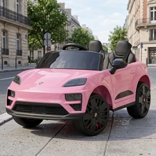 Детский электромобиль M 6314EBLR-8 Porsche розовый с кожаным сиденьем купить