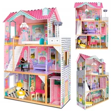 Деревянный кукольный домик MD 1428 с тремя этажами