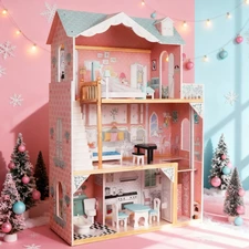 Деревянный кукольный домик MD 1429 с тремя этажами фото 14