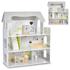 Деревянный кукольный домик MD 1669 с тремя этажами