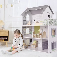 Деревянный кукольный домик MD 1669 с тремя этажами купить