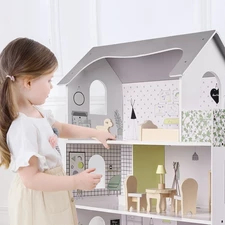 Деревянный кукольный домик MD 1669 с тремя этажами фото 37