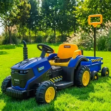 Детский трактор M 6269EBLR-4 синий 3 в 1 электромобиль - толокар