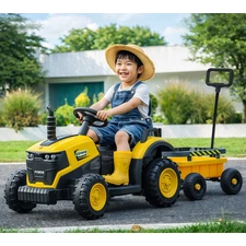 Детский трактор M 6269EBLR-6 желтый 3 в 1 электромобиль - толокар