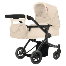 Коляска для куклы Carrello Maestro 9651B Cream кремовая 2 в 1 с сумочкой