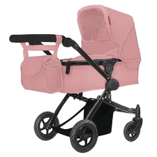 Коляска для куклы Carrello Maestro 9651B Powder pink нежно-розовая 2 в 1 с сумочкой