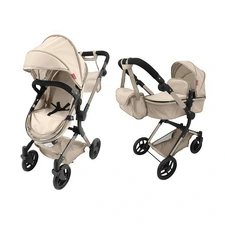 Коляска для куклы Carrello Alfa 9707 Cream кремовая 2 в 1 люлька и блок фото 14