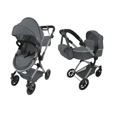 Коляска для куклы Carrello Alfa 9707 Grey серая 2 в 1 люлька и блок фото 14