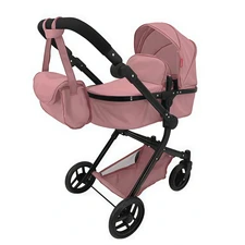 Коляска для куклы Carrello Alfa 9707 Powder pink нежно-розовая 2 в 1 люлька и блок