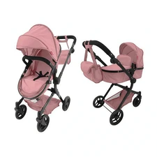 Коляска для куклы Carrello Alfa 9707 Powder pink нежно-розовая 2 в 1 люлька и блок фото 14