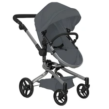 Коляска для куклы 2 в 1 Carrello Fortuna 9695 Grey серая фото 14