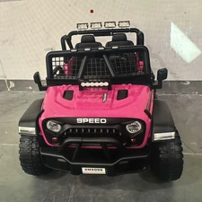 Детский электромобиль M 6376EBLR-8 розовый двухместный джип фото 14