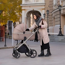 Универсальная коляска 2 в 1 Carrello Vector CRL-6553 Seashell Beige бежевая алюминиевая рама фото 37