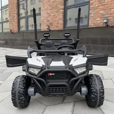 Двухместный детский багги M 6481EBLR-1(24V) белый с мягкими EVA колесами купить
