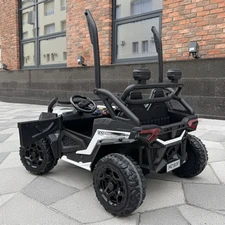 Двухместный детский багги M 6481EBLR-1(24V) белый с мягкими EVA колесами фото 54