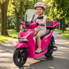 Детский мотоцикл скутер M 6535EL-8(24V) розовый Honda мотор 550W фото 14