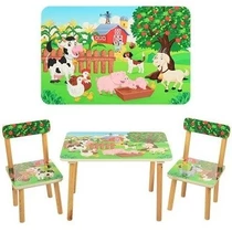 Детский столик 501-10 со стульчиками Ферма, столик 501-10