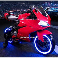 Детский мотоцикл M 3467 EL-3 Honda, кожаное сиденье, красный фото 37