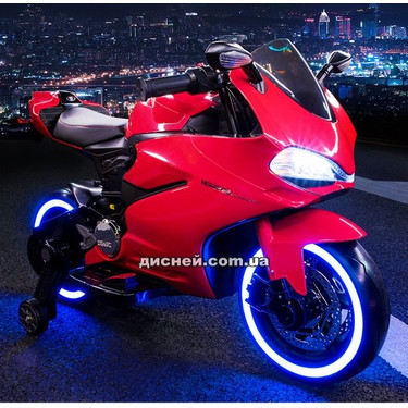 Детский мотоцикл M 3467 EL-3 Honda, кожаное сиденье, красный