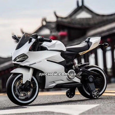 Детский мотоцикл M 3467 EL-1 Honda, кожаное сиденье, белый купить
