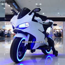 Детский мотоцикл M 3467 EL-1 Honda, кожаное сиденье, белый фото 41