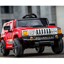 Детский электромобиль M 3403 EBLR-3, Hummer с кожаным сиденьем, красный