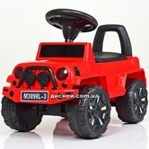 Детская каталка-толокар M 3898 L-3 Jeep, кожаное сиденье, красная