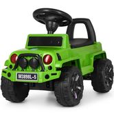 Детская каталка-толокар M 3898 L-5 Jeep, кожаное сиденье, зеленая