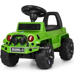 Детская каталка-толокар M 3898 L-5 Jeep, кожаное сиденье, зеленая